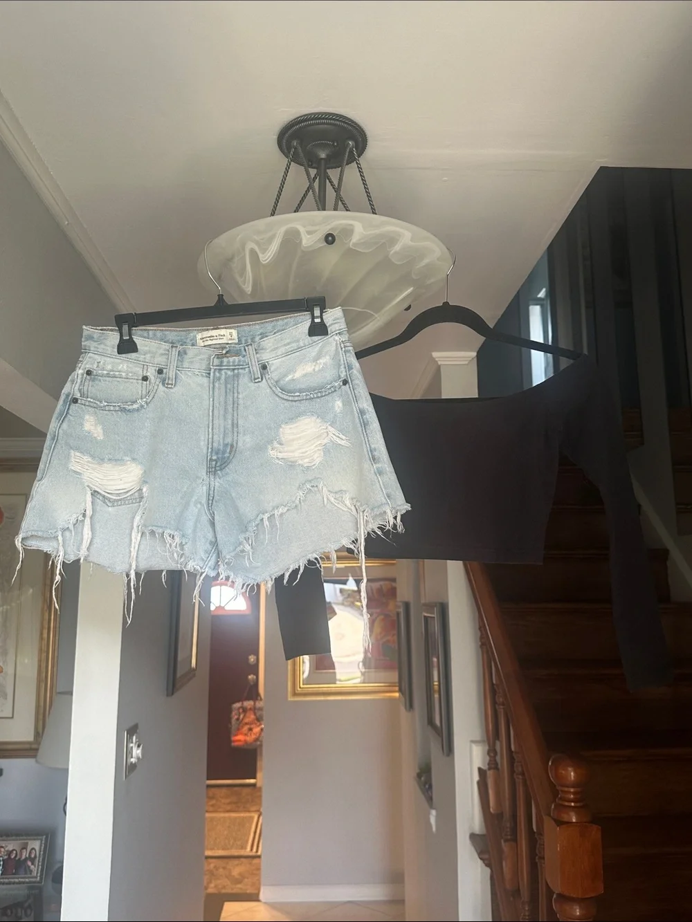 Abercrombie & Fitch Light Blue Distressed Jean Shorts Sz 4 with Bonus Crop Top M